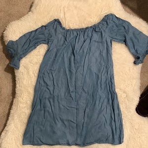 Denim off shoulder flare sleeve size M